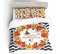 Morbuy Halloween Duvet Cover Set for Single Double Super King Size Bed, 3D Printed Microfiber Bedding Sets Duvet Set with Pillowcases and Quilt case (Black Wave,Single-135x200cm)