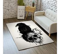 Morbuy Halloween Skull Rugs Modern Carpets Living Room Rug, Extra Large Size Soft Short Medium Pile Rugs Anti Slip Washable Floor Mats for Bedroom Kids Room Decor (Grey crow,60x90cm)