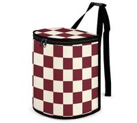 Morbuy Hanging Car Bin, Checkerboard Vintage Style Car Trash Can Car Garbage Bin Car Garbage Bag with Waterproof Liner Universal Car Seat Back Storage Bag with Zipper Lid (Burgundy,One Size)