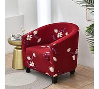 Morbuy High Stretch Tub Chair Slipcover 1 Pieces Soft Club Sofa Cover for Armchair,Dust Proof Removable Washable Furniture Protector Cover Couch Covers for Living Room Cafe (Red lotus flower)