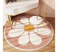 Morbuy Irregular Rug Round Large Fluffy Soft Shaggy Carpet for Living Room Kids Bedroom Decor, Machine Washable Plush Carpet Circle Absorbent Anti Slip Floor Mat (Pink Flower 2,120cm)