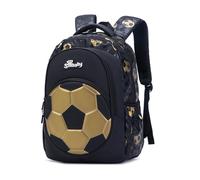 Morbuy Kids School Backpack Boys Girls, Football Print Black Travel School Bags, Laptop Backpack for Teenage Men Womens Lightweight Water Resistant Bookbag College Daypack (Gold Football)