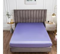 Morbuy King Size Fitted Sheets Satin Silk Bed Sheets, Purple Fitted Sheet Deep Pocket 30 cm, Easy Care Ultra Soft Silky Fitted Bedsheets Good for Skin & Hair