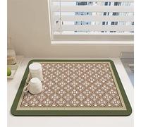 Morbuy Kitchen Drainer Mat Super Absorbent Elegant Floral Pattern Coffee Machine Pad Dish Drying Mats Quick Dry Non Slip Washable Draining Mat Placemat Bathroom Sink Mats (40x50cm,Brown)