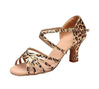 Morbuy Latin Dance Shoes for Women 1.97 inch Heel, Comfortable Anti-Slip Low Heel Dancing Shoes for Girls 2.5-7 UK Open Toe Adjustable Strap Design Suede Sole for Ballroom