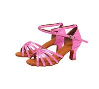 Morbuy Latin Dance Shoes for Women, 1.97 Inch High Heels Comfortable Anti-Slip Dancing Shoes, Open Toe Adjustable Strap Design Suede Sole for Ballroom Salsa 2.5-7 UK (Rose Pink,7)