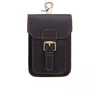 Morbuy Leather Men Small Belt Bag, Multi-function Leisure Fashion Holster Waist Pouch Mobile Phone Pack Pouch for Travel Flight Trip Work Everyday Use (Small, Black)