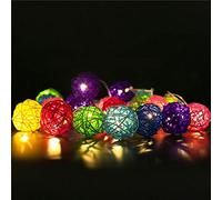 Morbuy Led String Light Rattan Ball String Lights 20 Balls 2m LED Fairy Light Warm White Light Battery Powered Perfect For Indoor Outdoor Garden Chrismas Festival Party Wedding (Color)