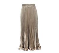 Morbuy Long Skirts for Women Metallic Luster Elastic Waist Organ Skirt High Waist Maxi Pleated Skirt. (Champagne)