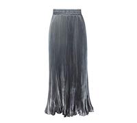 Morbuy Long Skirts for Women Metallic Luster Elastic Waist Organ Skirt High Waist Maxi Pleated Skirt. (Gray)