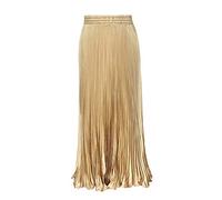 Morbuy Long Skirts for Women Metallic Luster Elastic Waist Organ Skirt High Waist Maxi Pleated Skirt. (Gold)