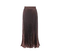 Morbuy Long Skirts for Women Metallic Luster Elastic Waist Organ Skirt High Waist Maxi Pleated Skirt. (Brown)