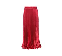 Morbuy Long Skirts for Women Metallic Luster Elastic Waist Organ Skirt High Waist Maxi Pleated Skirt. (Big red)