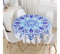 Morbuy Mandala Round Tablecloth for Circular Table, Printed Round Table Cloths Wipeable Stain Resistant Waterproof Polyester Table Cover for Kitchen Garden Party (Watercolor,Diameter 200cm)