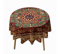 Morbuy Mandala Round Tablecloth for Circular Table, Round Table Cloths Waterproof Stain Resistant Dust-Proof Polyester Table Cover for Kitchen Home Party (Diameter 180cm,Retro exotic)