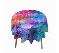 Morbuy Mandala Round Tablecloth for Circular Table, Round Table Cloths Waterproof Wipeable Stain Resistant Polyester Table Cover for Kitchen Home Party Party (Gradient,Diameter 120cm)