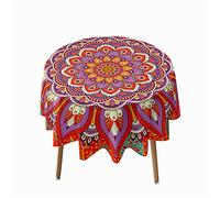 Morbuy Mandala Round Tablecloth for Circular Table, Round Table Cloths Waterproof Wipeable Stain Resistant Polyester Table Cover for Kitchen Home Party Party (Orange red,Diameter 100cm)