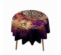 Morbuy Mandala Round Tablecloth for Circular Table, Round Table Cloths Waterproof Wipeable Stain Resistant Polyester Table Cover for Kitchen Home Party Party (Galaxy,Diameter 150cm)