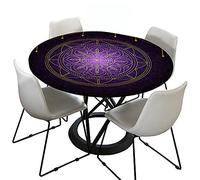 Morbuy Mandala Round Tablecloth Waterproof, Elastic Fitted Round Table Cloths Wipeable Stain Resistant Table Cover for Kitchen Garden Party Table (Astrology,Diameter 200cm)