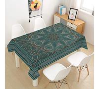 Morbuy Mandala Tablecloths Rectangular Table Cloth Waterproof Wipeable Stain-Resistant Oil-Proof Printed Table Cover for Party Home Dining Garden (Olive green,100x140cm)