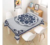 Morbuy Mandala Tablecloths Rectangular Table Cloth Waterproof Wipeable Stain-Resistant Oil-Proof Printed Table Cover for Party Home Dining Garden (Navy blue,100x140cm)