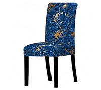 Morbuy Marble Chair Covers for Dining Chairs 1/4/6/10 Pack, Printed Chair Covers Elastic Stretch High Back Chair Slipcovers Removable Washable Seat Covers (6 pcs,Sapphire)