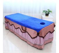 Morbuy Massage Bed Cover with Face Hole, Beauty Bed Cover Sheet, Washable Soft Absorbent Towel Suitable for SPA Massage Table Lashbed, Salons SPA Therapists (Blue,80x180cm)