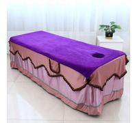 Morbuy Massage Bed Cover with Face Hole, Beauty Bed Cover Sheet, Washable Soft Absorbent Towel Suitable for SPA Massage Table Lashbed, Salons SPA Therapists (Dark Purple,90x190cm)