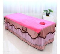 Morbuy Massage Bed Cover with Face Hole, Beauty Bed Cover Sheet, Washable Soft Absorbent Towel Suitable for SPA Massage Table Lashbed, Salons SPA Therapists (Light Pink,100x200cm)