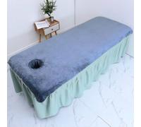 Morbuy Massage Bed Cover with Face Hole, Beauty Bed Cover Sheet, Washable Soft Absorbent Towel Suitable for SPA Massage Table Lashbed, Salons SPA Therapists (Gray Blue,90x190cm)