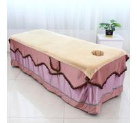 Morbuy Massage Bed Cover with Face Hole, Beauty Bed Cover Sheet, Washable Soft Absorbent Towel Suitable for SPA Massage Table Lashbed, Salons SPA Therapists (Beige,90x190cm)