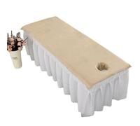 Morbuy Massage Bed Cover with Face Hole, Beauty Bed Cover Sheet, Washable Soft Absorbent Towel, Suitable for SPA Massage Table Lashbed, Salons SPA Therapists (Khaki,100x200cm)
