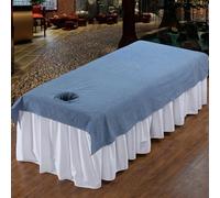 Morbuy Massage Bed Cover with Face Hole, Soft Beauty Bed Cover Sheet, Washable Soft Washed Cotton, Suitable for SPA Massage Table Lashbed, Salons SPA Therapists (Blue,120x200cm)