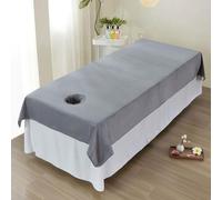 Morbuy Massage Bed Cover with Face Hole, Super Soft Beauty Bed Cover Sheet, Washable Soft Absorbent Towel, Suitable for SPA Massage Table Lashbed, Salons SPA Therapists (Gray,200x80cm)