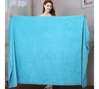 Morbuy Massage Bed Cover Without Face Hole, Super Absorbent Soft Beauty Bed Cover Sheet Washable Soft Absorbent Towel for Bath SPA Massage Table Lashbed, Salons SPA (Lake Blue,180x200cm)