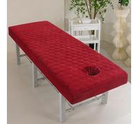 Morbuy Massage Table Bed Cover Sheet Fitted with Face Hole, Soft Crystal Velvet Beauty Couch Cover Washable Reusable Elastic Edge All-Round Wrap Salons SPA Massage Bed (Red,80x190cm)