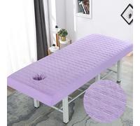 Morbuy Massage Table Bed Cover Sheet Fitted with Face Hole, Solid Color Quilted Beauty Couch Cover Washable Reusable Elastic Edge All-Round Wrap for Salons SPA Massage Bed (Purple,70x190cm)