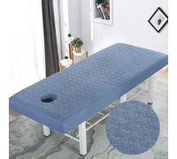 Morbuy Massage Table Bed Cover Sheet Fitted with Face Hole, Solid Color Quilted Beauty Couch Cover Washable Reusable Elastic Edge All-Round Wrap for Salons SPA Massage Bed (Blue,70x190cm)