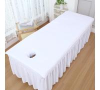 Morbuy Massage Table Sheet Beauty Bed Cover with Face Hole, Absorbent Microfiber Solid Color Washable SPA Bed Sheet Massage Table Face Towel for Salons, SPA, Therapists (White,100x200cm)