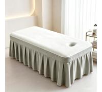 Morbuy Massage Table Sheet Beauty Bed Cover with Face Hole, Coral Fleece Solid Color Thickened Washable SPA Bed Sheet Massage Table Face Towel for Salons, SPA, Therapists (White,80x190cm)