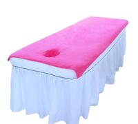 Morbuy Massage Table Sheet Beauty Bed Cover with Face Hole, Solid Color Microfiber Thickened Washable SPA Bed Sheet Massage Table Face Towel for Salons, SPA, Therapists (Pink,80x180cm)