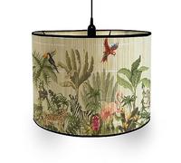 Morbuy Natural Forest Animals Pattern Bamboo Decorative Drum Lampshade for Table, Wall, Bedside and Floor Lamps (Flamingo)