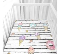 Morbuy Next to Me Crib Sheets, 3D Ice Cream Print Cot Bed Sheets, Soft Breathable Microfiber Moses Basket Sheets, Cot Sheets for Boy and Girl, Durable Easy Care Crib Sheets (Ice Cream,80x40cm)