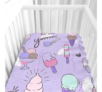 Morbuy Next to Me Crib Sheets, 3D Ice Cream Print Cot Bed Sheets, Soft Breathable Microfiber Moses Basket Sheets, Cot Sheets for Boy and Girl, Durable Easy Care Crib Sheets (Purple,80x40cm)