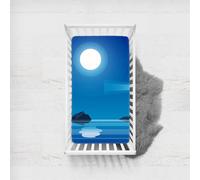 Morbuy Next to Me Crib Sheets, Blue Ocean Cot Bed Sheets, Soft Breathable Microfiber Moses Basket Sheets, Cot Sheets for Boy and Girl, Durable Easy Care Crib Sheets (Moon,140x70cm)