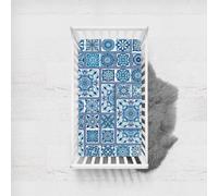 Morbuy Next to Me Crib Sheets, Bohemian Style Cot Bed Sheets, Soft Breathable Microfiber Moses Basket Sheets, Cot Sheets for Boy and Girl, Durable Easy Care Crib Sheets (Blue,45x90cm)