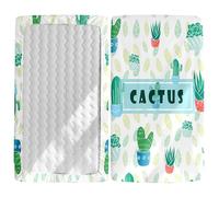 Morbuy Next to Me Crib Sheets, Cactus Pattern Soft Microfiber Moses Basket Sheets, Breathable Cot Bed Sheets, Travel Cot Sheets for Boy and Girl, Easy Care Crib Sheets (Cactus A,90x40cm)