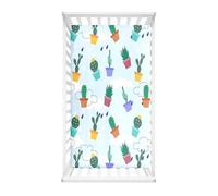 Morbuy Next to Me Crib Sheets, Cactus Print Cot Bed Sheets, Soft Breathable Microfiber Moses Basket Sheets, Cot Sheets for Boy and Girl, Durable Easy Care Crib Sheets (rain,95x65cm)