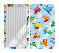 Morbuy Next to Me Crib Sheets, Cartoon Print Cot Bed Sheets, Soft Breathable Microfiber Moses Basket Sheets, Cot Sheets for Boy and Girl, Durable Easy Care Crib Sheets (Blue Plane,140x70cm)