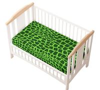 Morbuy Next to Me Crib Sheets, Crocodile Print Cot Bed Sheets, Soft Breathable Microfiber Moses Basket Sheets, Cot Sheets for Boy and Girl, Durable Easy Care Crib Sheets (160x80cm,Green)